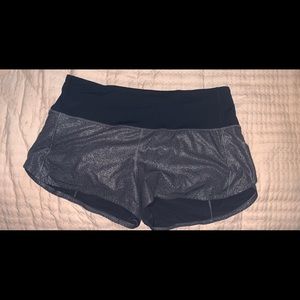 black metallic lulu lemon shorts